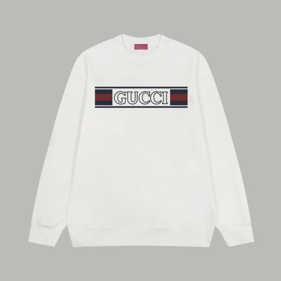 Gucci classic striped double G logo print terry long-sleeved sweatshirt